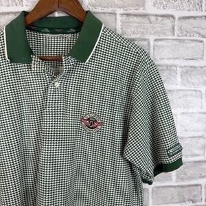 US Open 1998 x The Olympic Club Vtg Forest Green Houndstooth Golf Polo MEDIUM